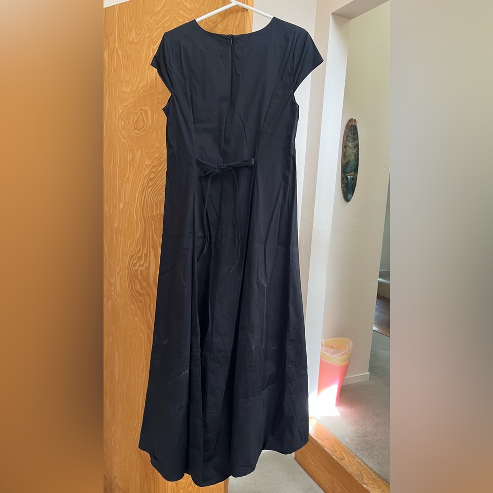 Universal Standard for J. Crew Poplin high low maxi dress in black.  XS = 12